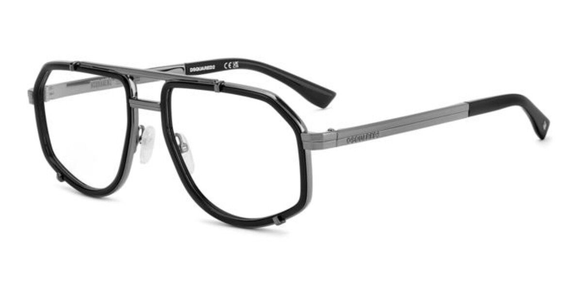Dsquared2 Męski Black,Dark Ruthenium Silver Dsquaczerwone2 D2 0191 Ans 56 Meskie Okulary Korekcyjne