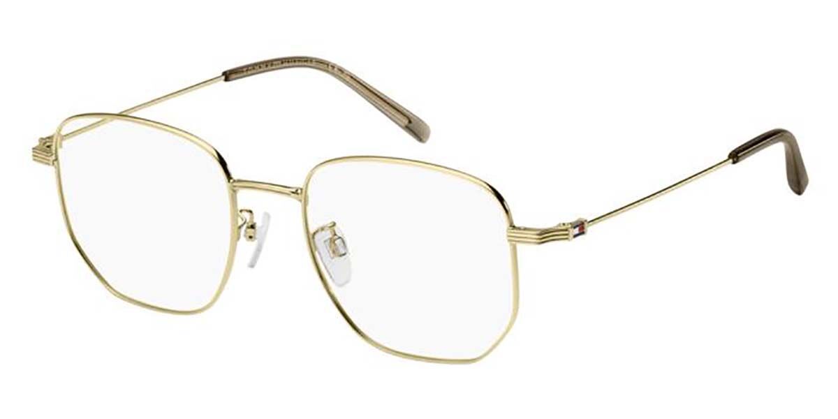 Photos - Glasses & Contact Lenses Tommy Hilfiger TH 2237/F Asian Fit J5G Men's Eyeglasses Gold Size 52  - Blue Light Block Availabl (Frame Only)