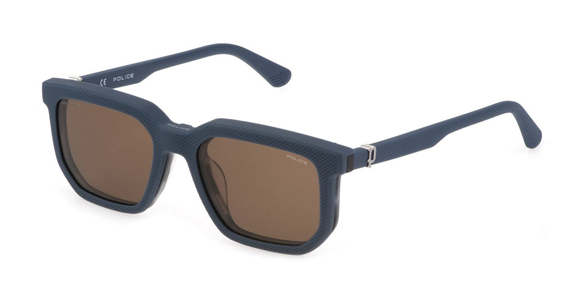 Police UPLF75 With ClipOn M00P Glasses Striped Blue VisionDirect