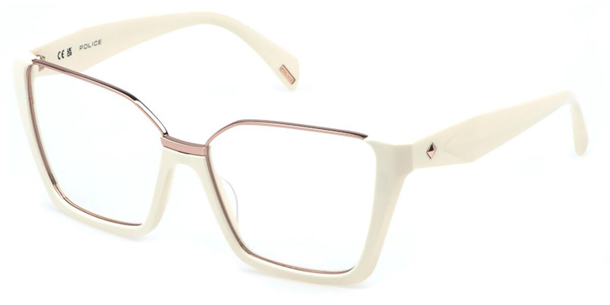 Police VPLP53 GEM 7 09ZQ Women's Eyeglasses White Size 55 (Frame Only) - Blue Light Block Available