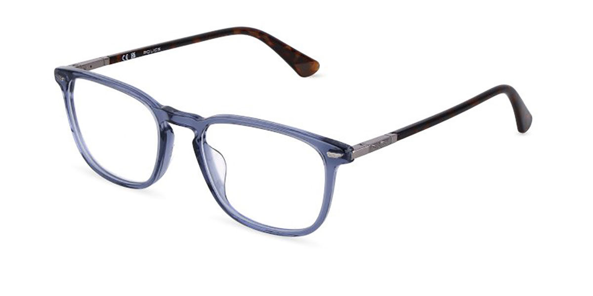 Police Vplf81 Crossroads 4 06na Men's Glasses Blue Size 52 - Free Lenses - Blue Light Block Available In Transparent Blue