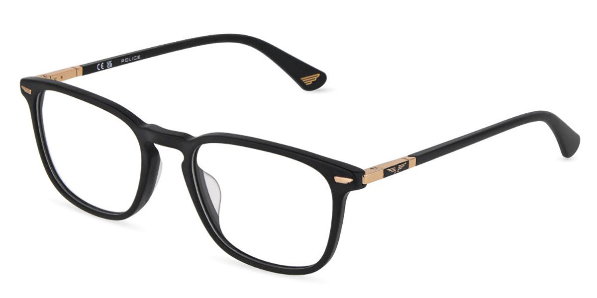 Police Vplf81 Crossroads 4 0703 Men's Glasses Black Size 52 - Free Lenses - Blue Light Block Available In Matte Sandblasted Black