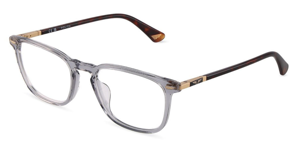 Police Vplf81 Crossroads 4 07t1 Men's Glasses Clear Size 52 - Free Lenses - Blue Light Block Available In Transparent Grey