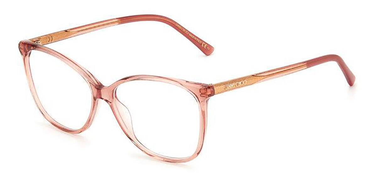 Photos - Glasses & Contact Lenses JIMMY CHOO JC343 W66 Women's Eyeglasses Pink Size 53  - Blue Light Block Available (Frame Only)