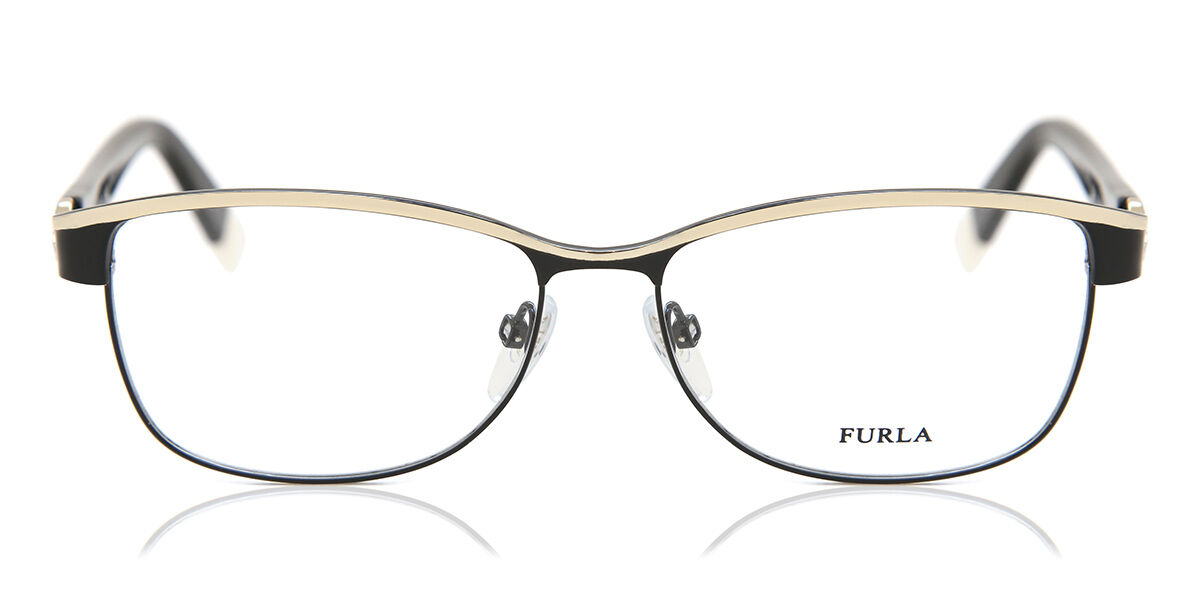 Occhiali Da Vista Furla VFU054K Asian Fit 0301 – Montatura Quadrata Nero/Oro, Unisex, Modello 2019