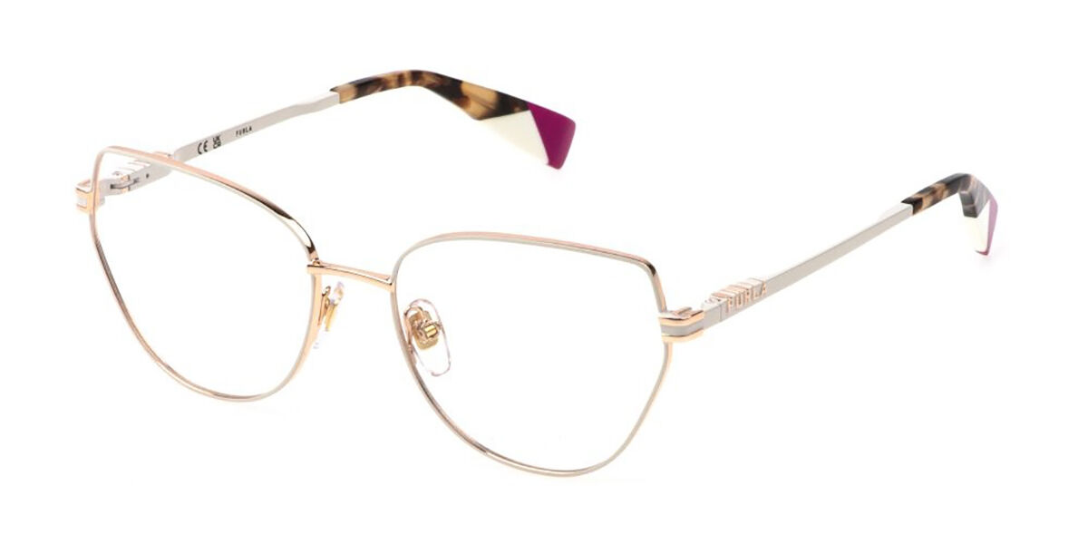 Photos - Glasses & Contact Lenses Furla VFU772 02AM Women's Eyeglasses Gold Size 55  - Blu (Frame Only)