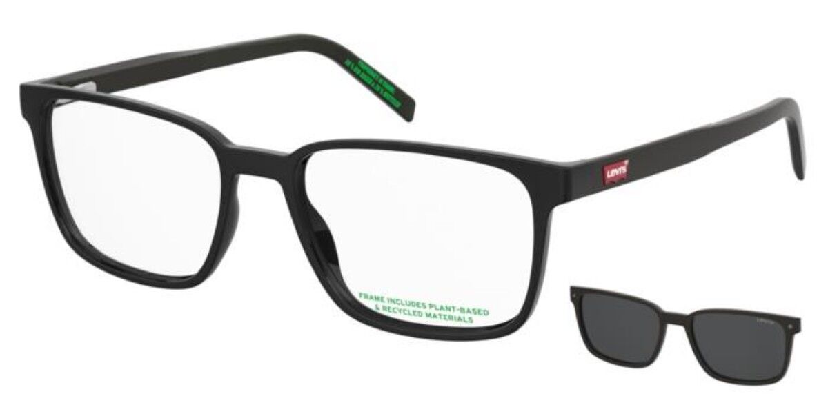 Levi's Lv 5089/c With Clip-on 807/m9 Men's Glasses Black Size 56 - Free Lenses - Blue Light Block Available In Pattern