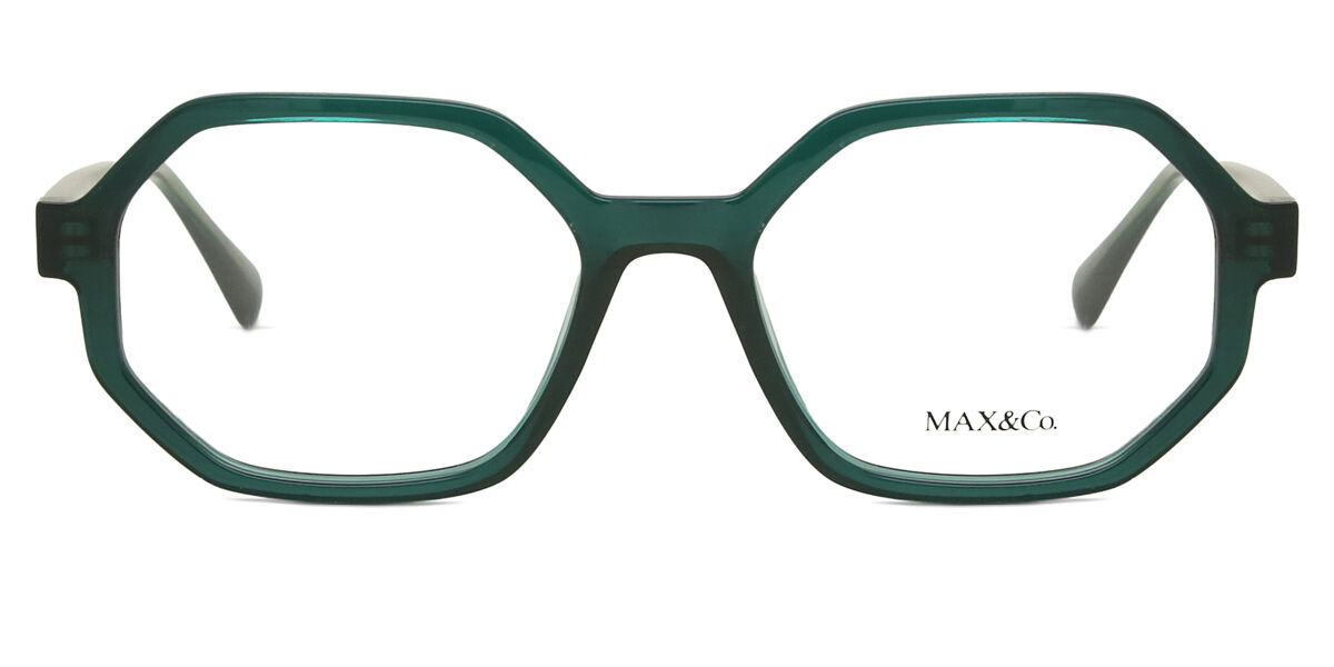 Max & Co. MO5174 096 Geometric Shiny Dark Green Frame Eyeglasses ...