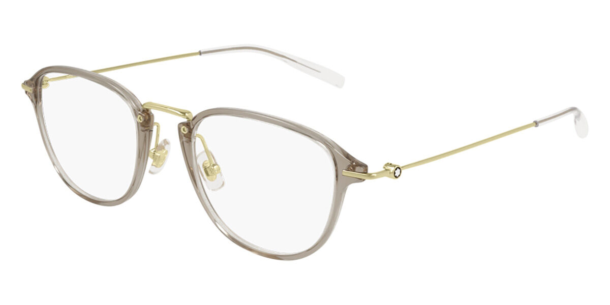 Mont Blanc MB0155O Asian Fit 003 Eyeglasses in Transparent Grey Gold ...