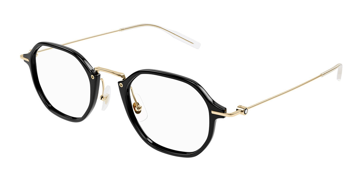 Mont Blanc MB0296O Asian Fit 001 Eyeglasses in Black/Gold ...