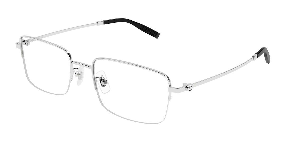 Photos - Glasses & Contact Lenses Mont Blanc MB0313OA Asian Fit 001 Men's Eyeglasses Silver Size 