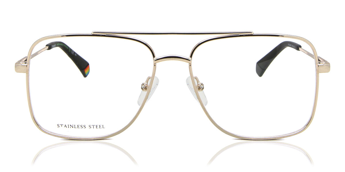 Photos - Glasses & Contact Lenses Polaroid PLD D451 J5G Men's Eyeglasses Gold Size 55  (Frame Only)