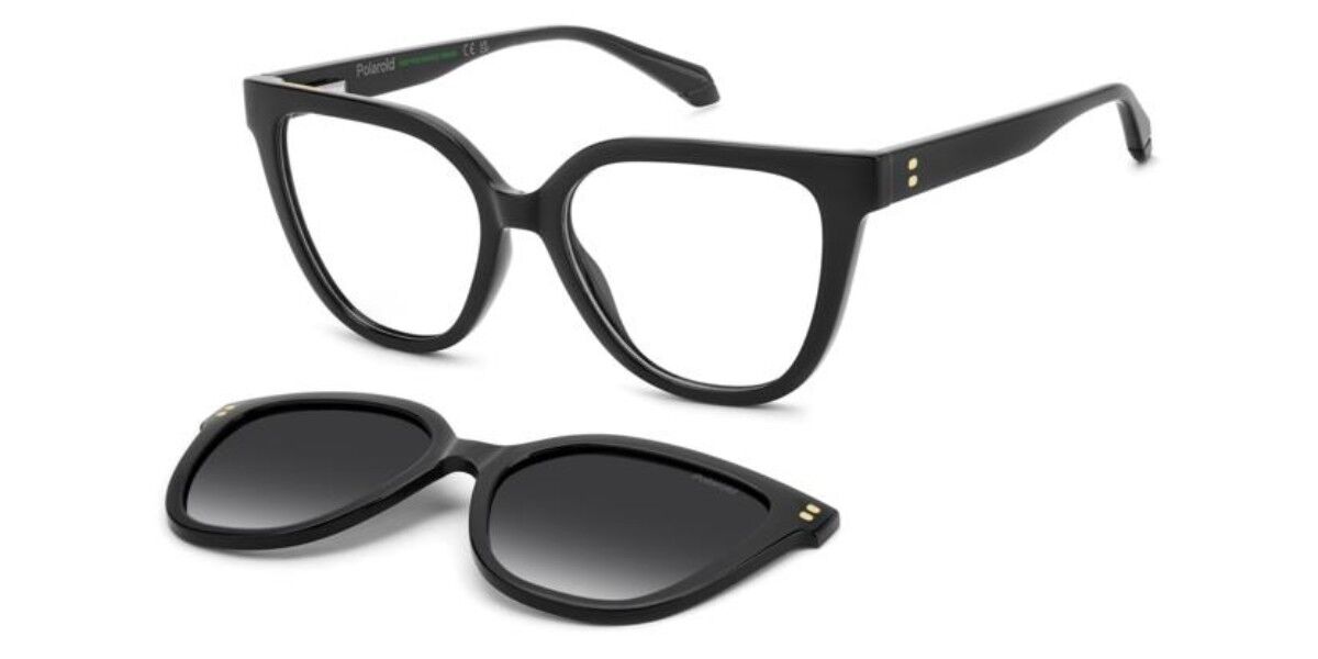 Photos - Glasses & Contact Lenses Polaroid PLD D596/C with Clip-On Women's Glasses, Black, Size 53 