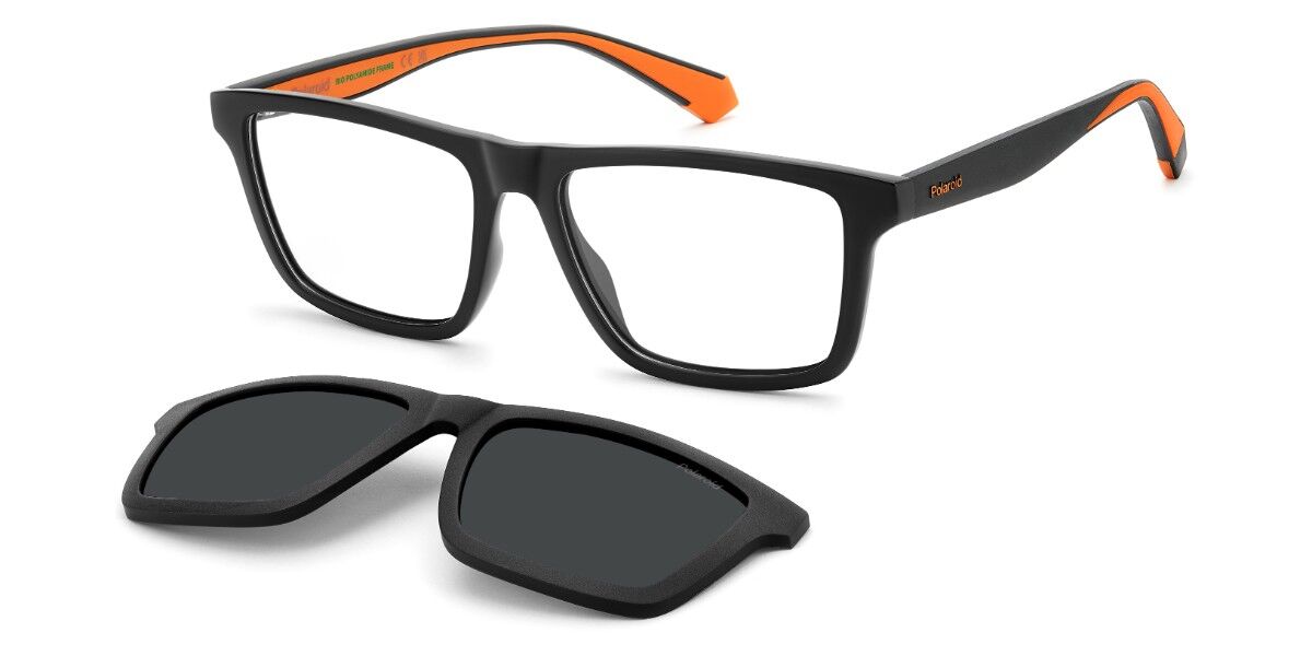 Polaroid Pld D590/c With Clip-on Rc2/m9 Men's Glasses Black Size 55 - Free Lenses - Blue Light Block Availabl In Matte Black