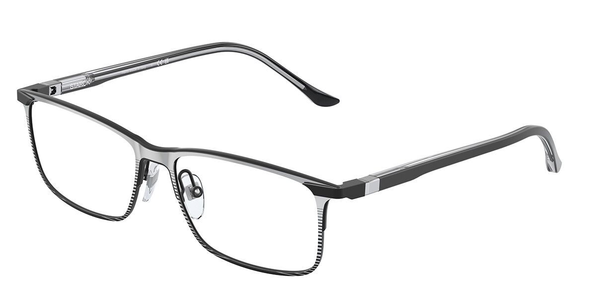 Starck SH2073 Asian Fit 0001 Eyeglasses in Silver Black Striped