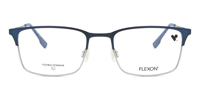 Flexon Blue and Silver Eyeglasses Flexon H6062 023 56-18-145 Silver/Blue Metal Full Rim  main image 4