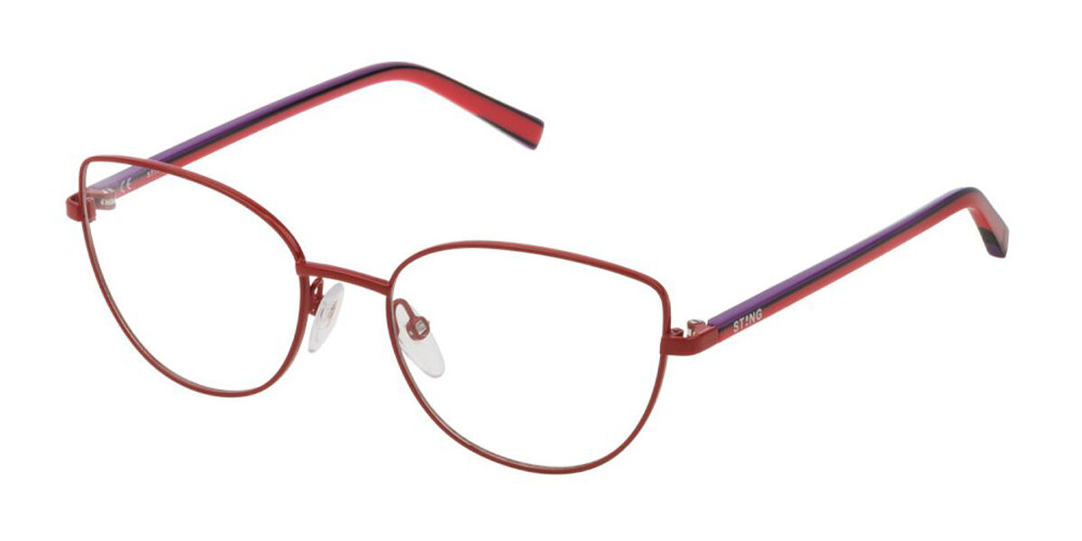 Sting VSJ412 0480 Women's Eyeglasses Red Size 50 - Blue Light Block Available