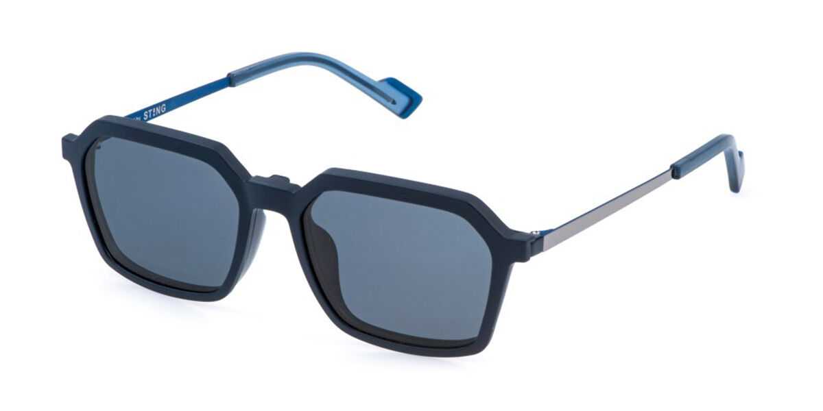 Sting Ust545 With Clip-on 6pep Men's Glasses Blue Size 54 - Free Lenses - Blue Light Block Available In Faded Blue