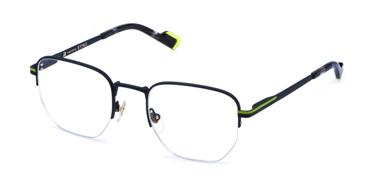 Sting Vst564 0l06 Men's Glasses Blue Size 51 - Free Lenses - Blue Light Block Available In Matte Dark Blue