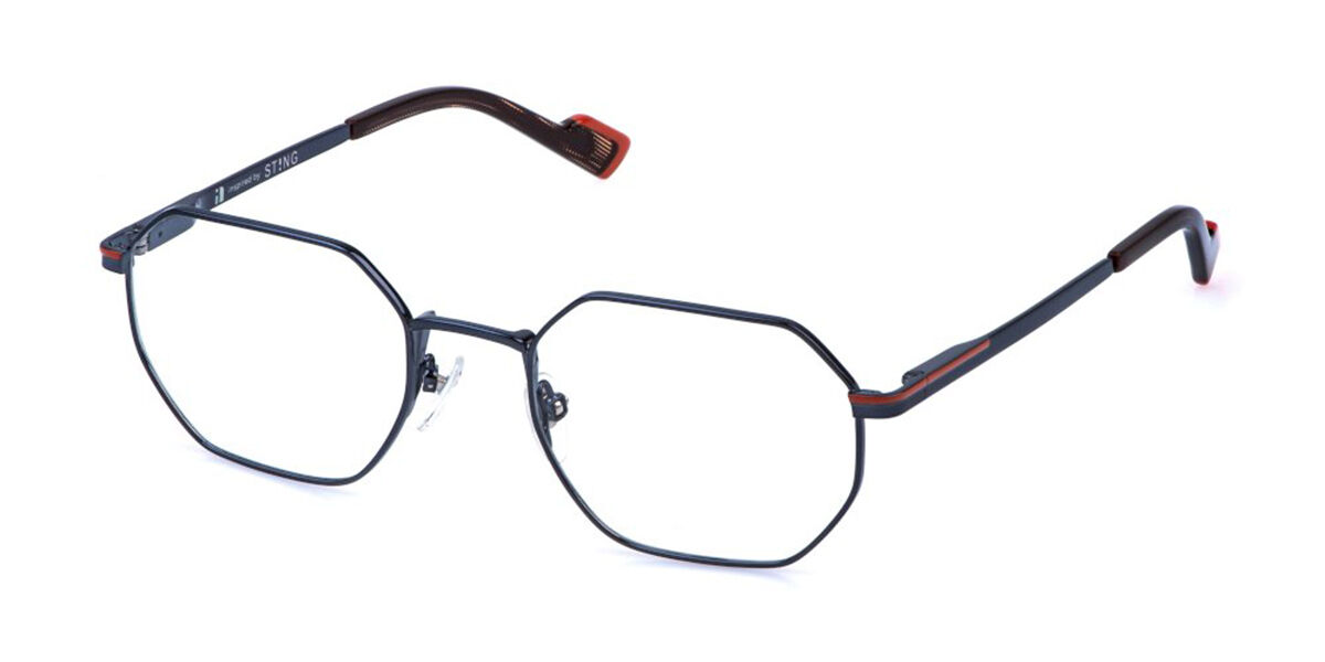Sting Vst565 08d2 Men's Glasses Blue Size 53 - Free Lenses - Blue Light Block Available In Shiny Denim Blue