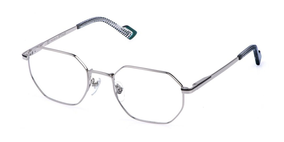 Sting Vst565 0k07 Men's Glasses Silver Size 53 - Free Lenses - Blue Light Block Available In Shiny Palladium Silver