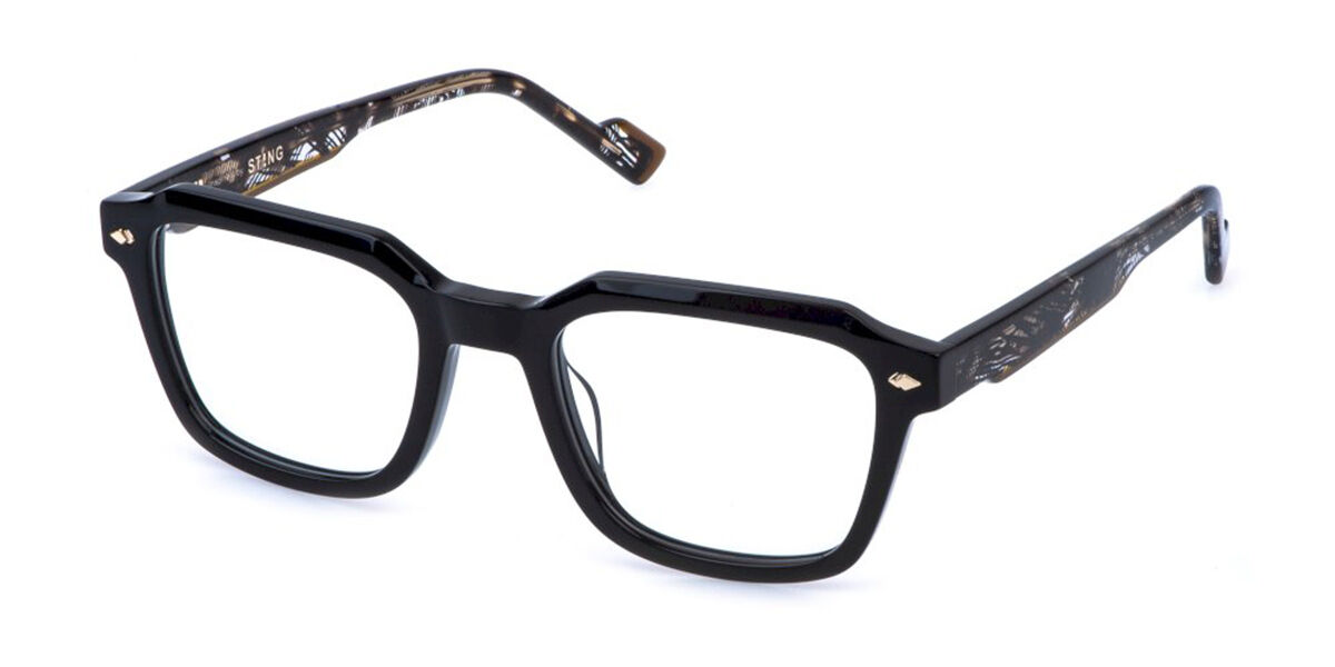 Sting Vst570 0700 Men's Glasses Black Size 51 - Free Lenses - Blue Light Block Available In Shiny Black
