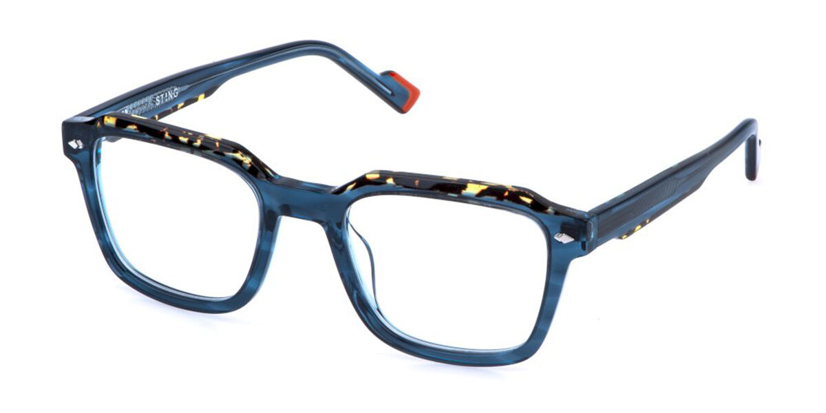 Sting Vst570v 02wc Men's Glasses Blue Size 51 - Free Lenses - Blue Light Block Available In Shiny Pattern Navy Blue Dark Tortoise La