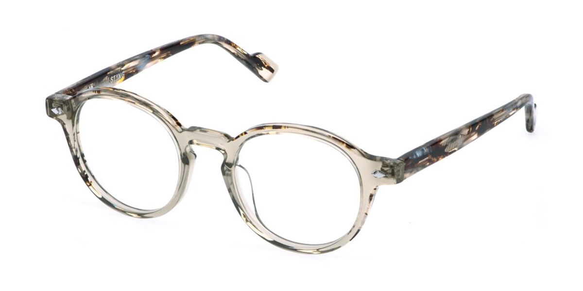 Sting Vst572v 07hm Men's Glasses Brown Size 48 - Free Lenses - Blue Light Block Available In Transparent Beige Brown On Dark Tortoise