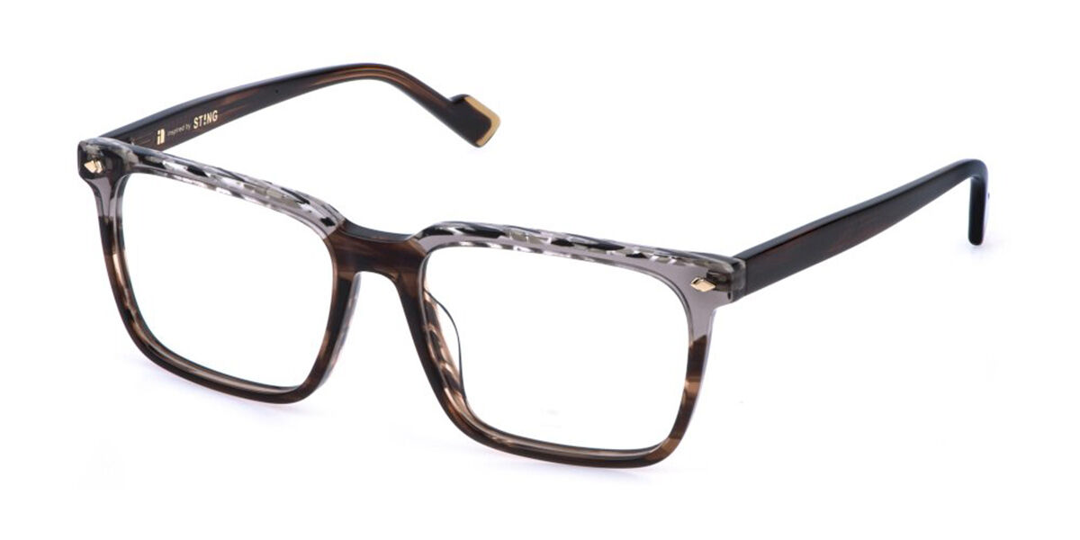 Sting Vst573v 0geq Men's Glasses Brown Size 53 - Free Lenses - Blue Light Block Available In Striped Faded Grey Ochre Brown