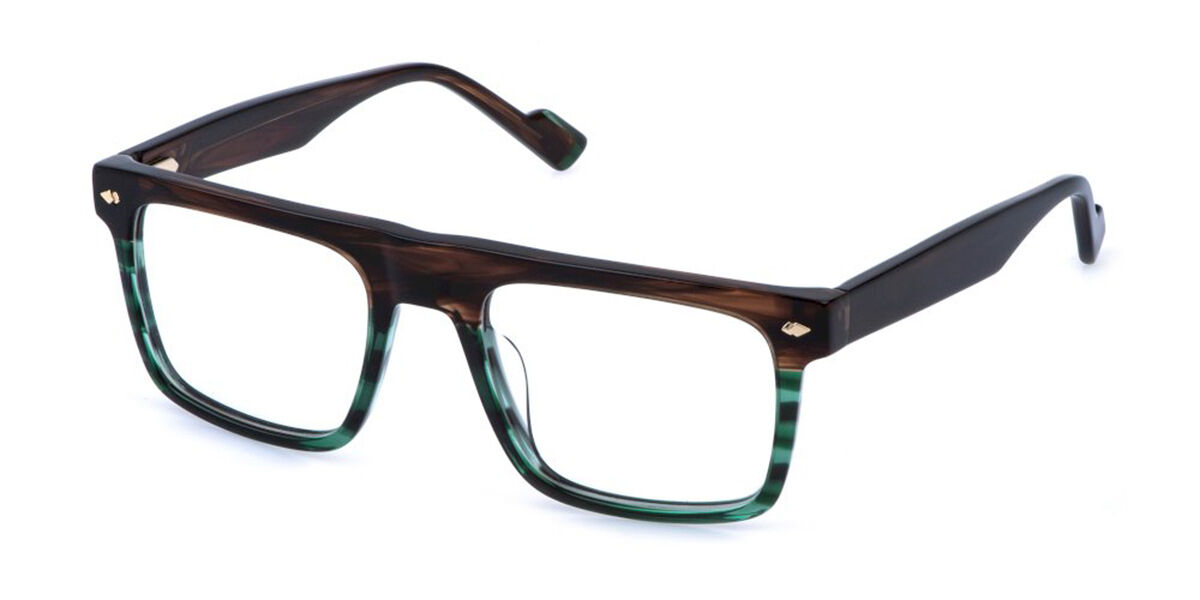 Sting Vst575v 0vbt Men's Glasses Brown Size 53 - Free Lenses - Blue Light Block Available In Shiny Striped Faded Brown Green