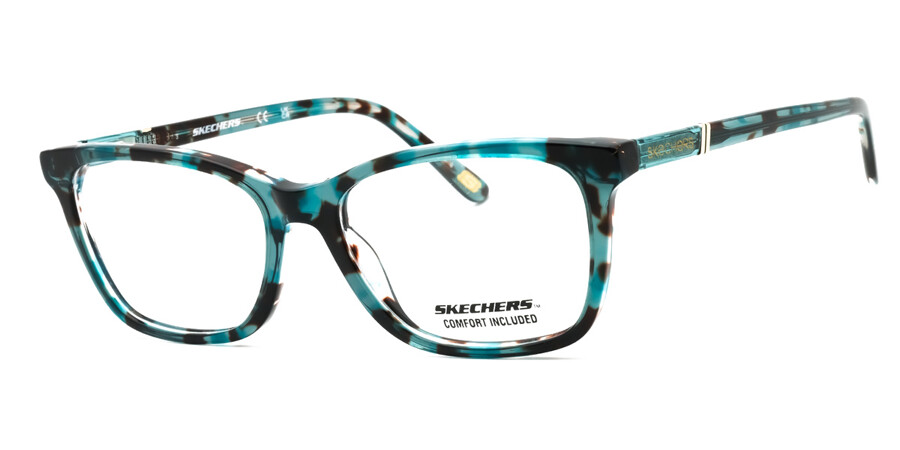 Skechers SE2154 092 Rectangle Sky Blue Tortoise Eyeglasses ...
