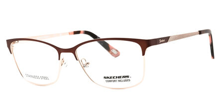 Skechers SE2156 048 Shiny Dark Brown On Gold Eyeglasses 
