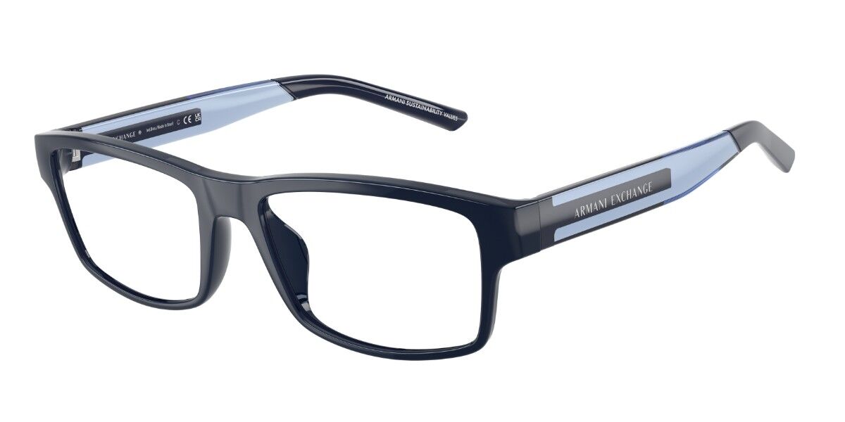 Shiny Blue rectangle Plastic eyeglasses Online - Full Rim - AX3140U