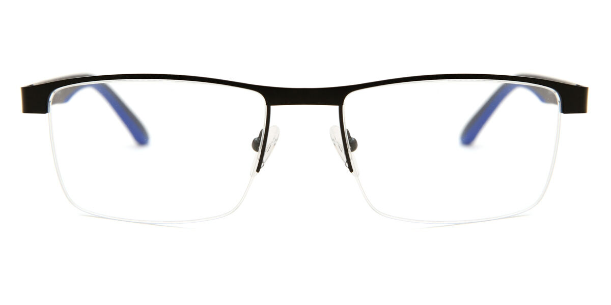 Herren Rectangle Semi Rimless Metal Schwarze Brillen - Blaulichtbrille - SmartBuy Collection