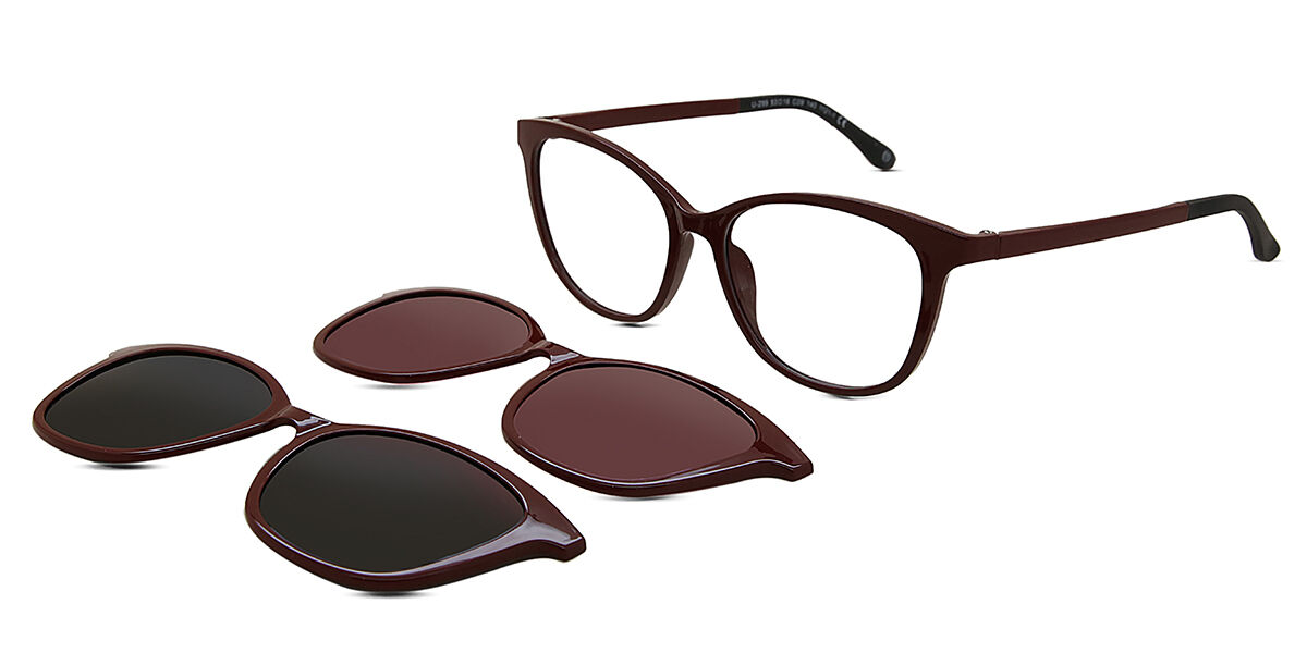 Cat Eye Clip-On Plastic Womens Glasses Discount Online Red Size 53, Free Lenses, HSA/FSA Insurance, Blue Light Block Available - SmartBuy Collection
