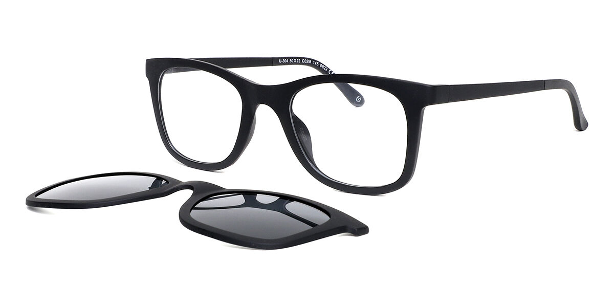 Herren Quadratisch Clip-On Plastik Schwarze Brillen - Blaulichtbrille - SmartBuy Collection