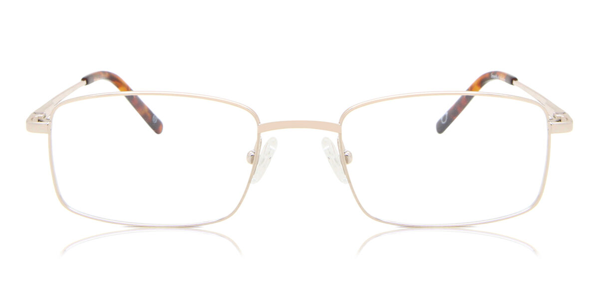Rectangle Full Rim Titanium Men's Prescription Glasses Online Gold Size 55 - Blue Light Block Available - SmartBuy Collection
