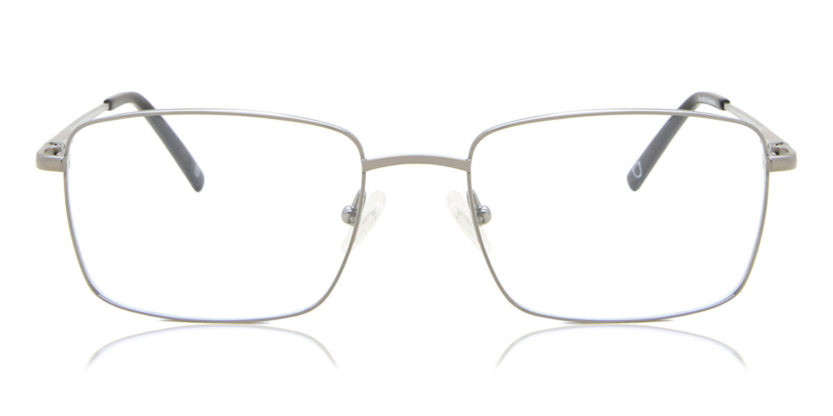 Rectangle Full Rim Titanium Men's Prescription Glasses Online Gunmetal Size 55 - Blue Light Block Available - SmartBuy Collection