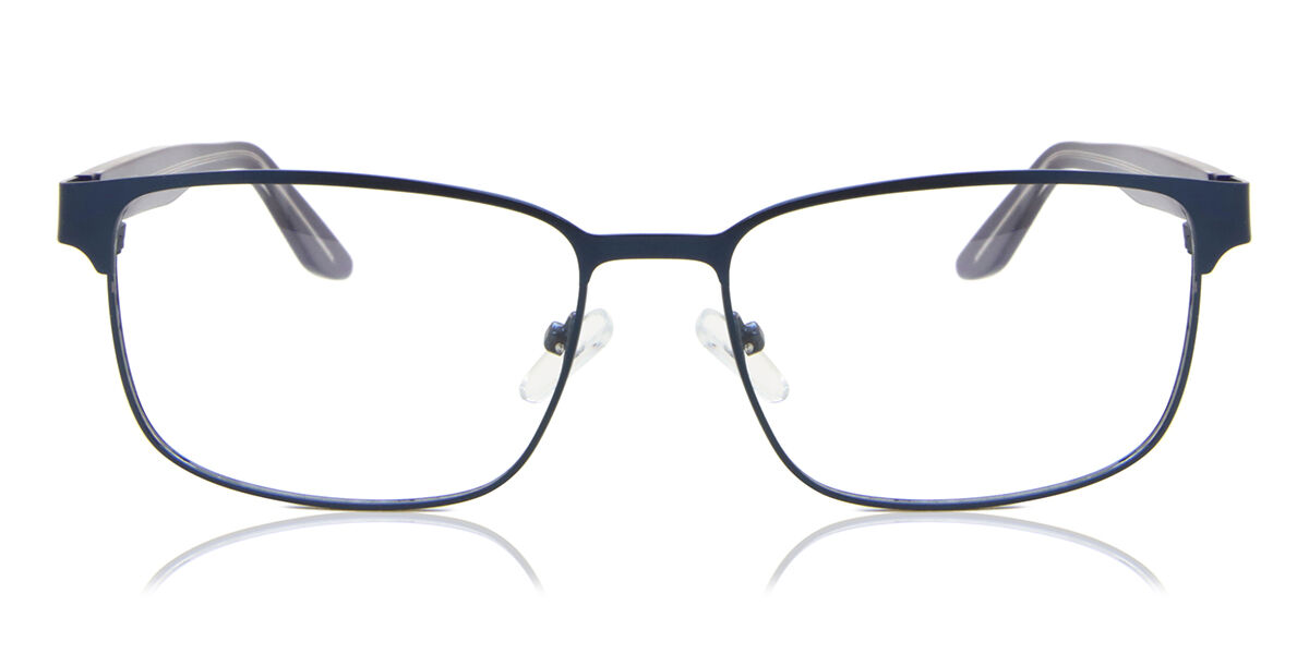 Rectangle Full Rim Metal Men's Prescription Eyeglasses Online Blue Size 56 - Free Lenses - Blue Light Block Available - SmartBuy Collection