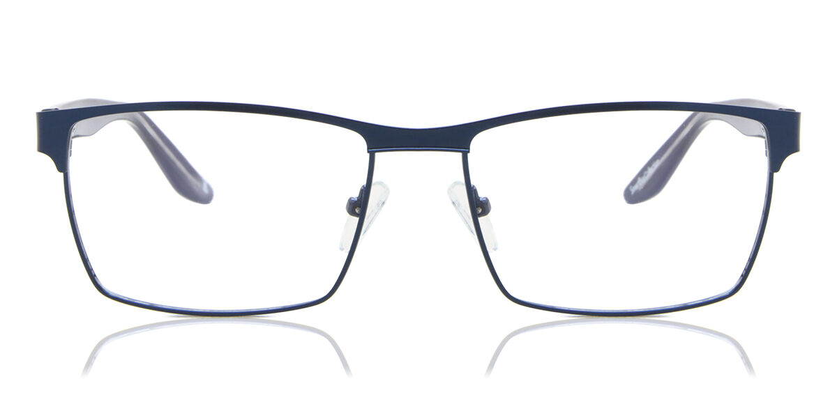 Rectangle Full Rim Metal Men's Prescription Eyeglasses Online Blue Size 57 - Free Lenses - Blue Light Block Available - SmartBuy Collection