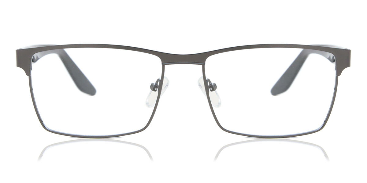 Rectangle Full Rim Metal Men's Prescription Eyeglasses Online Gunmetal Size 57 - Free Lenses - Blue Light Block Available - SmartBuy Collection