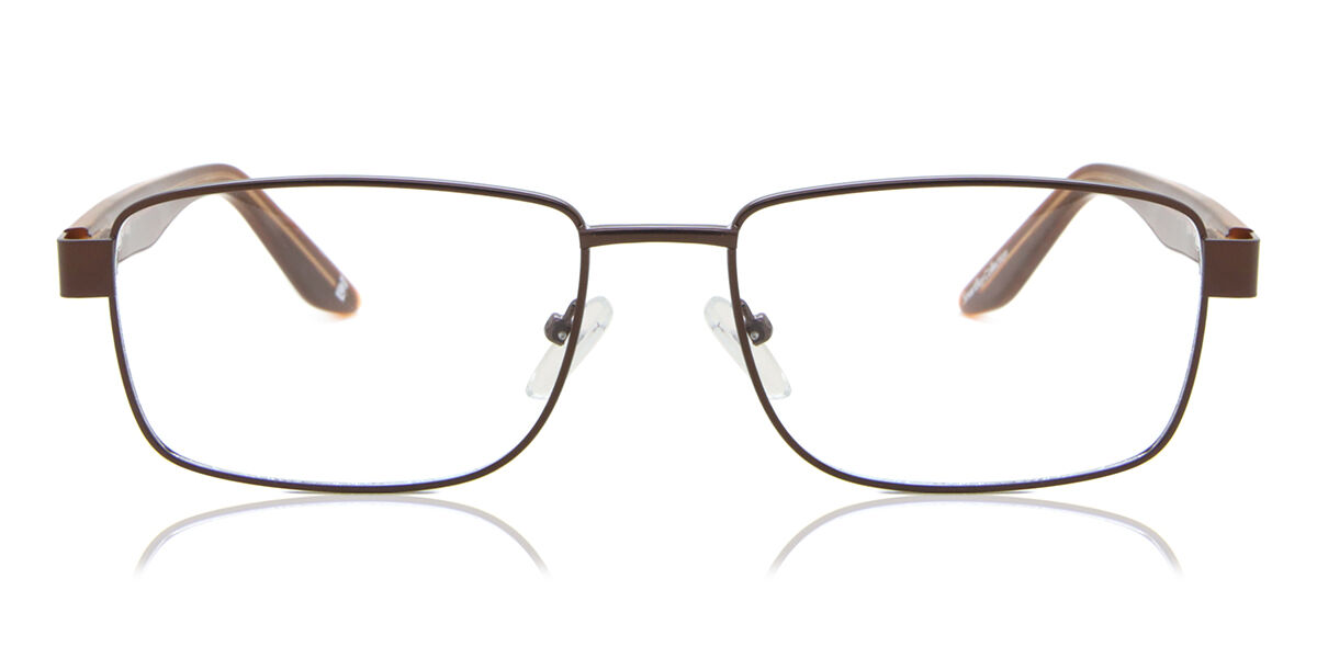Rectangle Full Rim Metal Men's Prescription Eyeglasses Online Brown Size 56 - Free Lenses - Blue Light Block Available - SmartBuy Collection