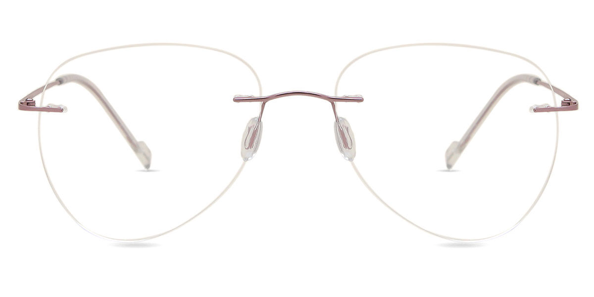 Oval Rimless Titanium Men's Prescription Glasses Online Pink Size 56 - Free Lenses - Blue Light Block Available - Smartbuy Collection-image