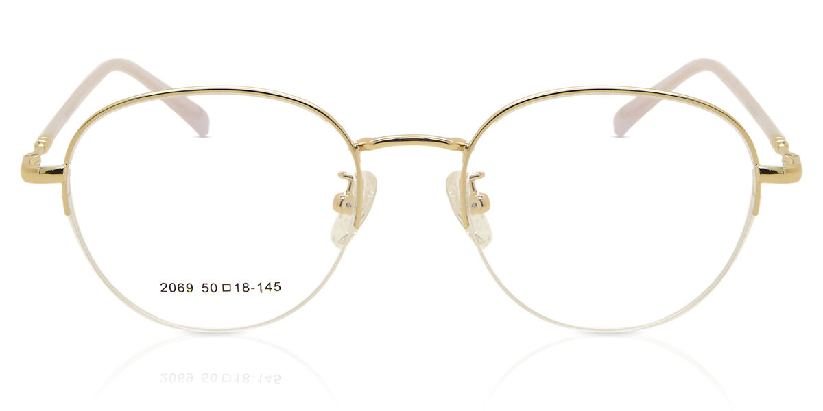 Herren Oval Semi Rimless Metal Goldene Brillen - Blaulichtbrille - SmartBuy Collection