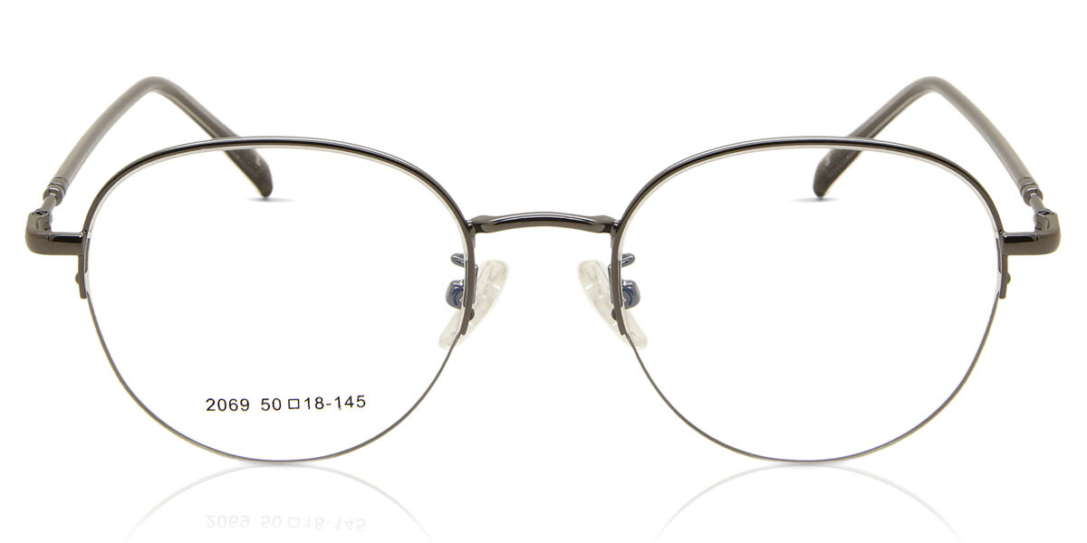 Herren Oval Semi Rimless Metal Graue Brillen - Blaulichtbrille - SmartBuy Collection