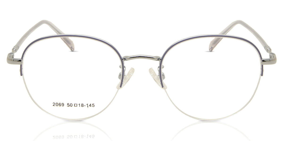 Herren Oval Semi Rimless Metal Silver Brillen - Blaulichtbrille - SmartBuy Collection