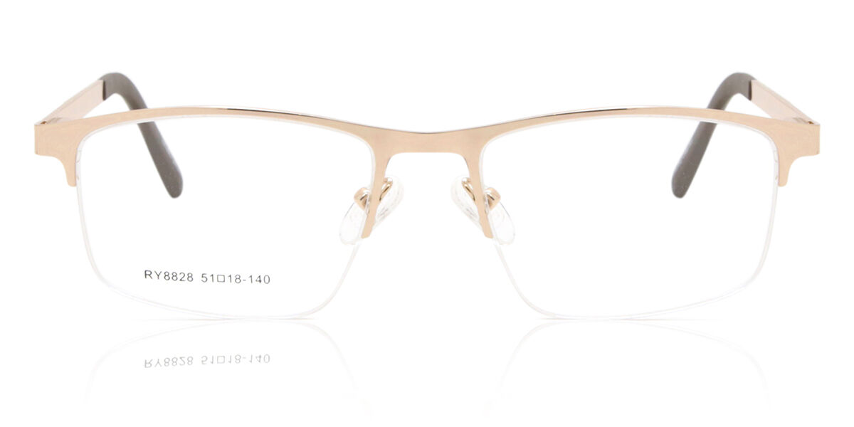Rectangle Semi Rimless Metal Men's Glasses Discount Online Gold Size 51, Free Lenses, HSA/FSA Insurance, Blue Light Block Available - SmartBuy Collect