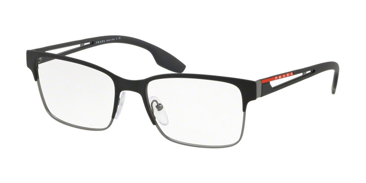 Prada Linea Rossa PS55IV 6BJ1O1 Eyeglasses in Black Rubber/Gunmetal ...