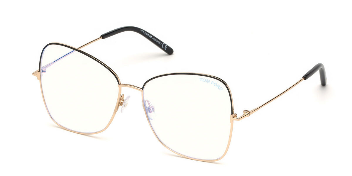 Tom Ford FT5571-B Blue-Light Block 001 Eyeglasses in Gold ...