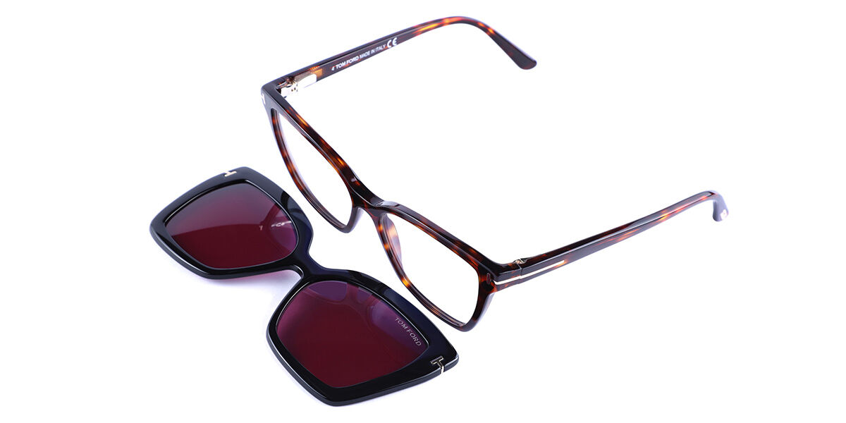 Tom Ford FT5641-B Blue-Light Block with Clip-On 054 Eyeglasses in  Tortoiseshell | SmartBuyGlasses USA